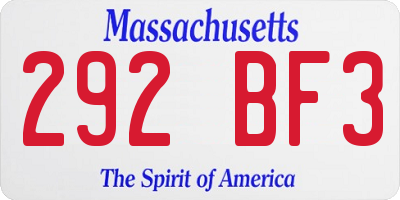 MA license plate 292BF3