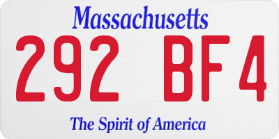 MA license plate 292BF4