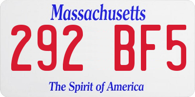 MA license plate 292BF5