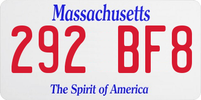 MA license plate 292BF8