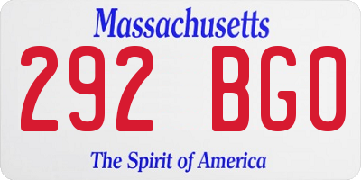 MA license plate 292BG0
