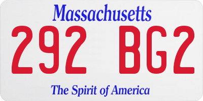 MA license plate 292BG2