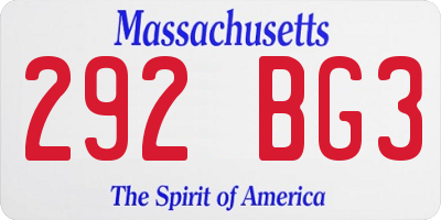 MA license plate 292BG3