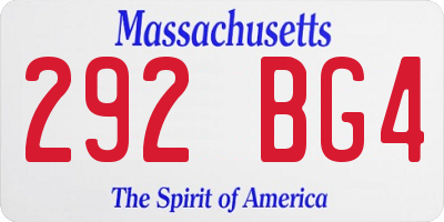 MA license plate 292BG4
