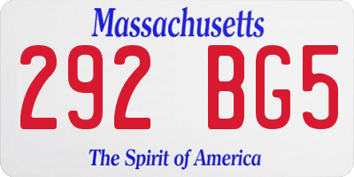MA license plate 292BG5