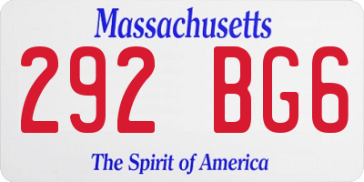 MA license plate 292BG6