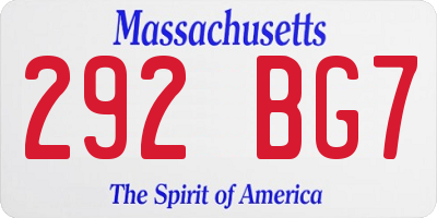 MA license plate 292BG7
