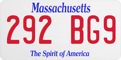 MA license plate 292BG9