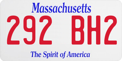 MA license plate 292BH2