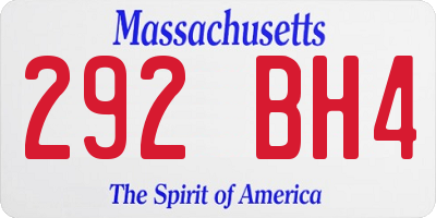 MA license plate 292BH4