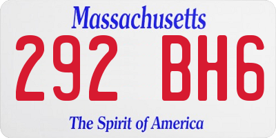 MA license plate 292BH6