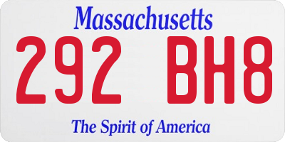 MA license plate 292BH8