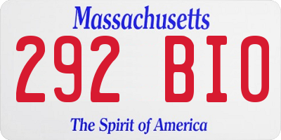 MA license plate 292BI0