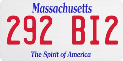 MA license plate 292BI2