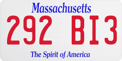 MA license plate 292BI3