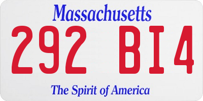 MA license plate 292BI4