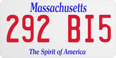 MA license plate 292BI5