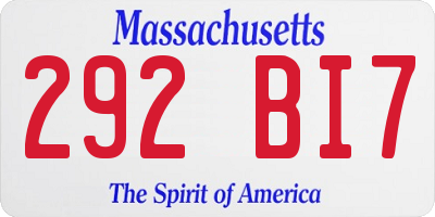 MA license plate 292BI7