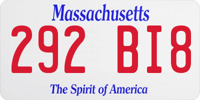 MA license plate 292BI8