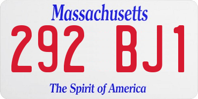 MA license plate 292BJ1