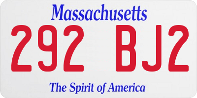 MA license plate 292BJ2