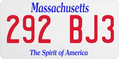 MA license plate 292BJ3