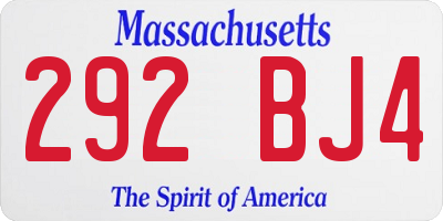 MA license plate 292BJ4