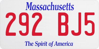 MA license plate 292BJ5