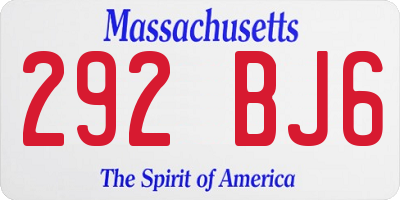 MA license plate 292BJ6