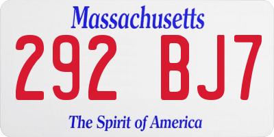 MA license plate 292BJ7