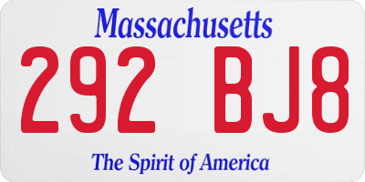 MA license plate 292BJ8