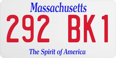 MA license plate 292BK1