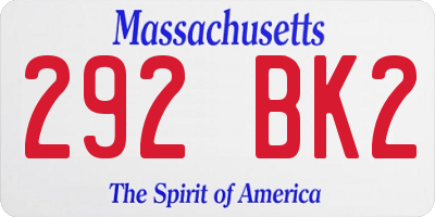 MA license plate 292BK2