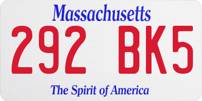 MA license plate 292BK5