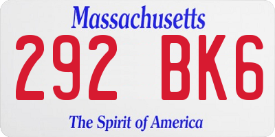 MA license plate 292BK6