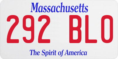 MA license plate 292BL0