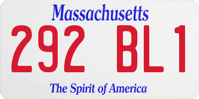 MA license plate 292BL1