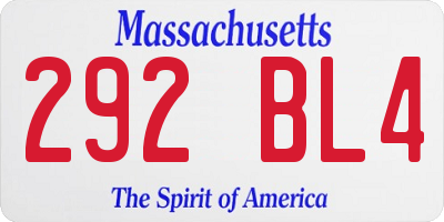 MA license plate 292BL4