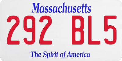 MA license plate 292BL5