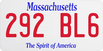 MA license plate 292BL6