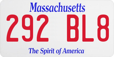 MA license plate 292BL8