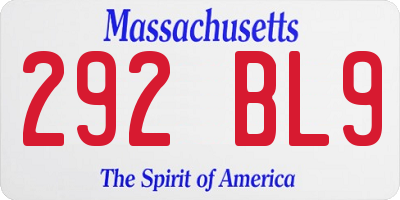 MA license plate 292BL9