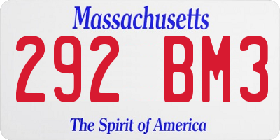 MA license plate 292BM3