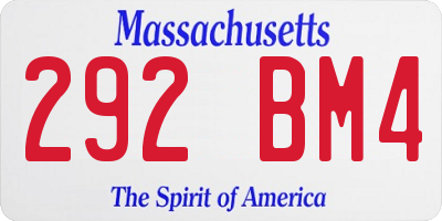 MA license plate 292BM4