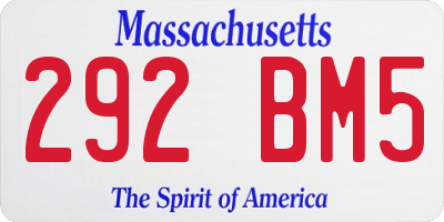 MA license plate 292BM5