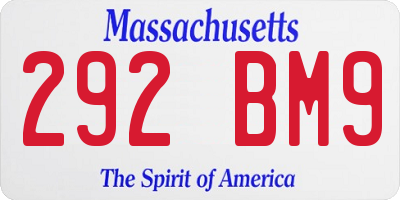 MA license plate 292BM9