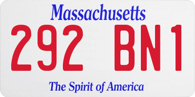 MA license plate 292BN1