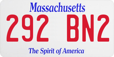 MA license plate 292BN2