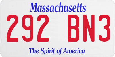 MA license plate 292BN3