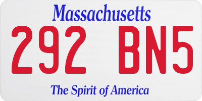 MA license plate 292BN5